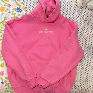Pink Palm Puff Hot Pink Logo Hoodie
